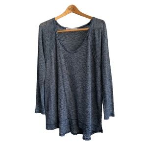 Free People Beach Sweater Womens Large Blue Pullover FP Semi Sheer